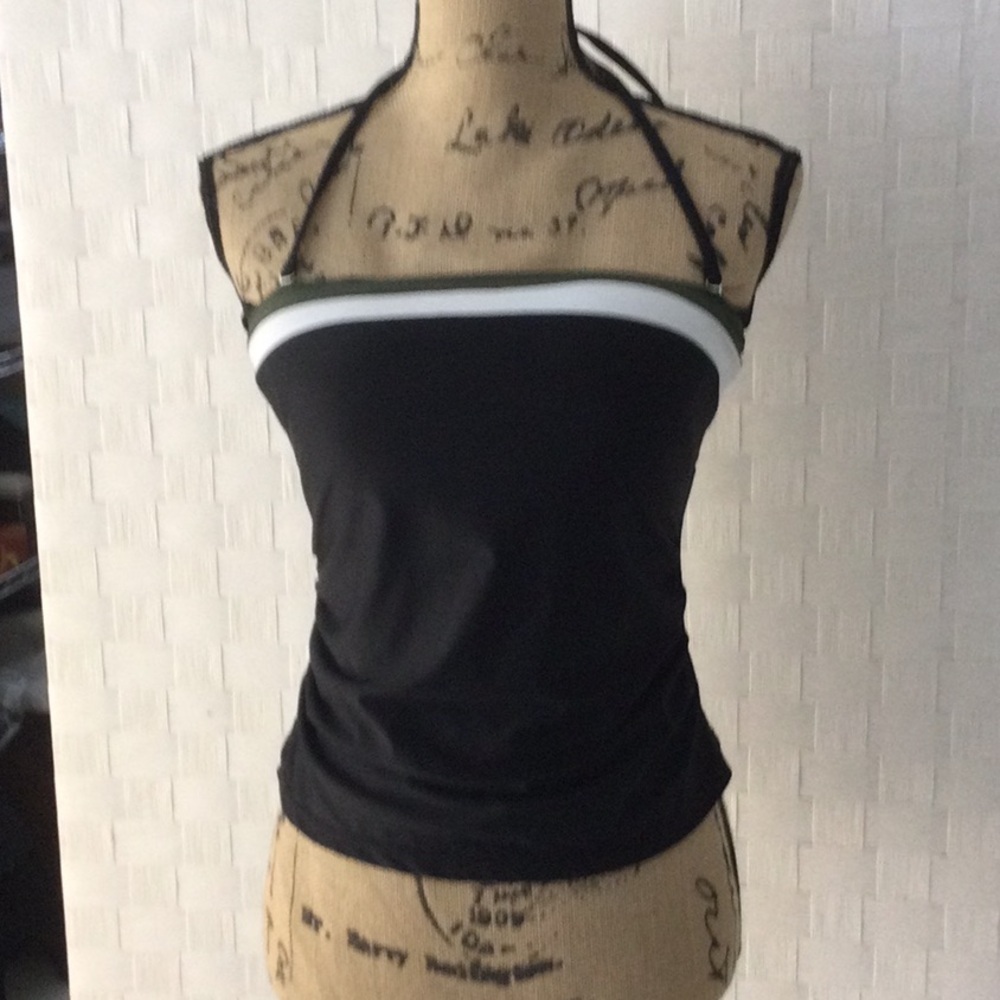 Black White & Green Halter Top  #239